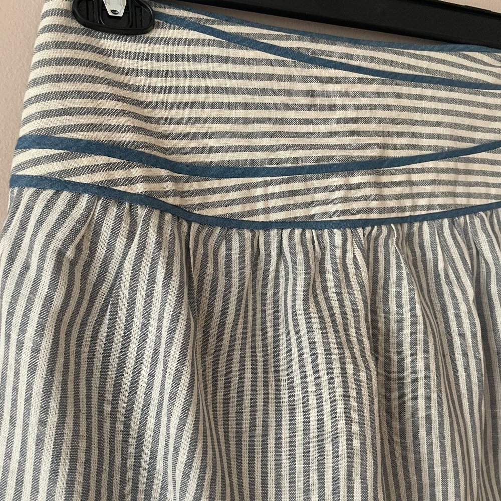 Anthropologie Calm Seas Skirt Blue Striped Linen Blend By Hype Size 6 - Picture 6 of 7